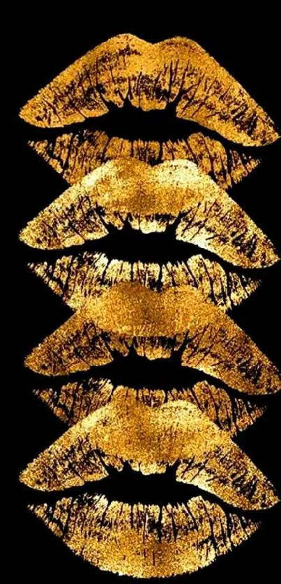 Mobile wallpaper with golden lips on a black background for a stylish look.