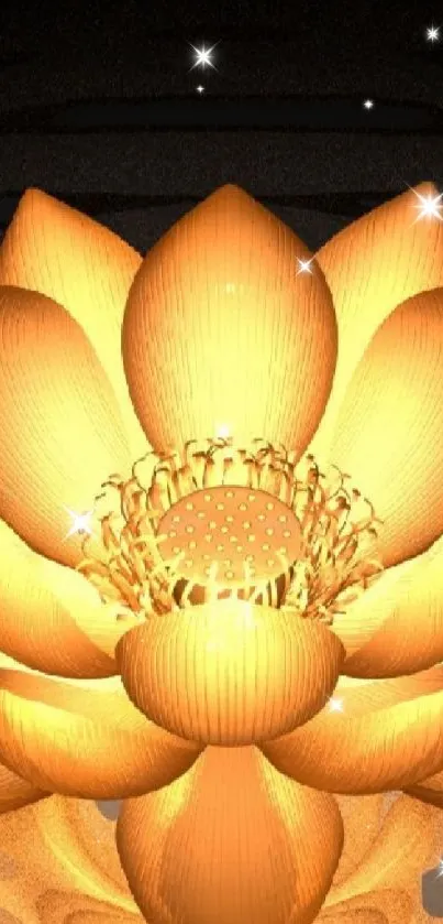 Golden lotus blossom creating serene ambiance.