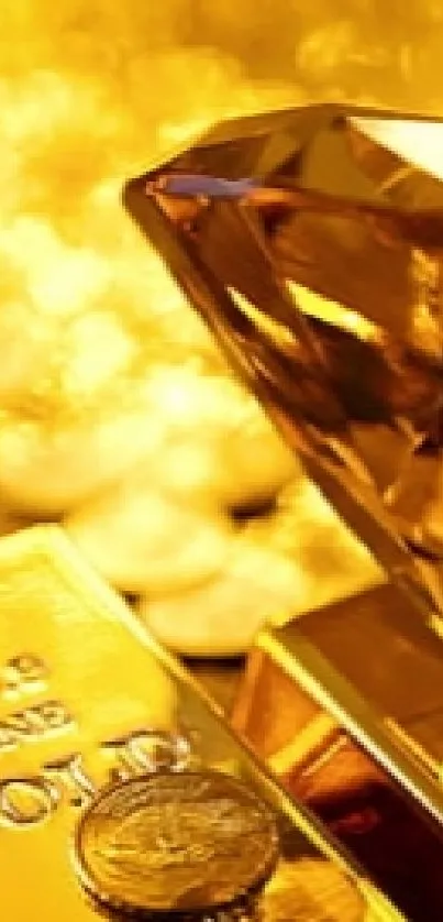 Golden wallpaper with bars and diamonds