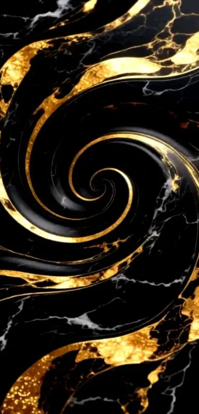 Golden marble swirl wallpaper with elegant design.