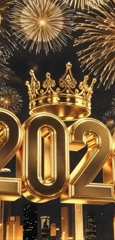 Golden 2026 with crown and fireworks display.