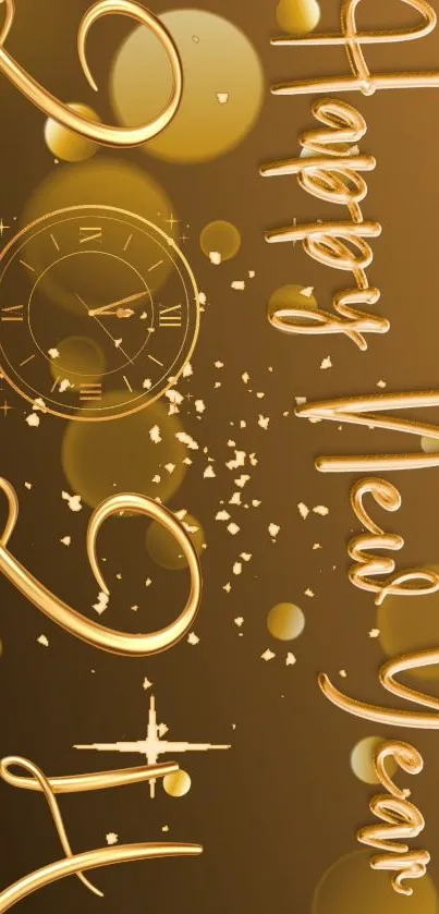 Golden Happy New Year wallpaper with luxurious design.