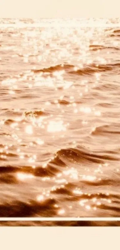 Golden ocean waves reflecting sunlight creating a peaceful and warm mobile wallpaper.