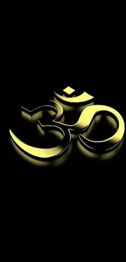 Mobile wallpaper with a golden Om symbol on a dark background.