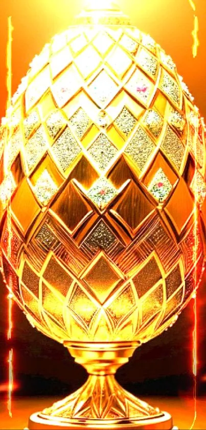 Luxurious golden ornate egg wallpaper design.