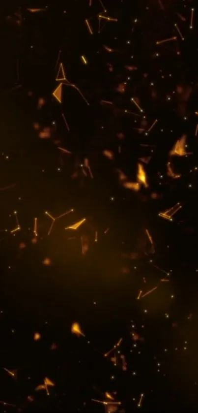 Golden particles scattered on dark background mobile wallpaper.