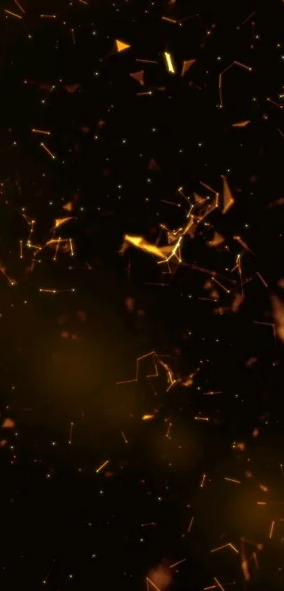 Golden particles illuminate on a dark background.