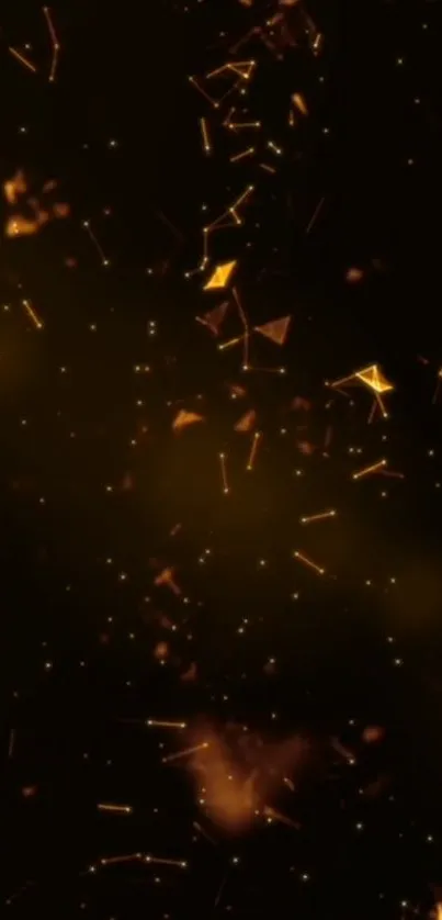 Golden particles on a dark background mobile wallpaper.