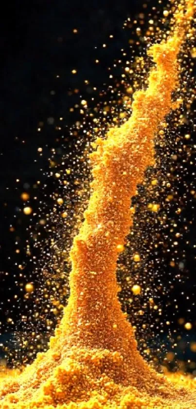 Abstract golden particles rising in a striking display.
