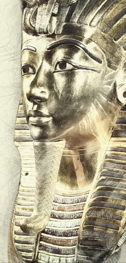 Golden Pharaoh mask wallpaper for mobile display.