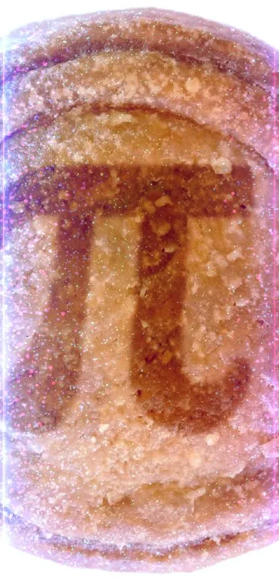Golden brown pie with Pi symbol design as mobile wallpaper.