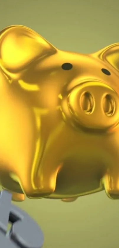 3D golden piggy bank wallpaper with dollar signs.