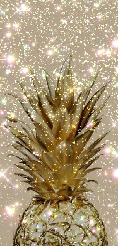 Golden pineapple with sparkling background wallpaper.