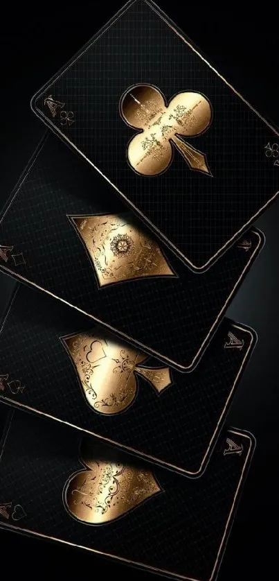 Luxurious golden playing cards on a black background.