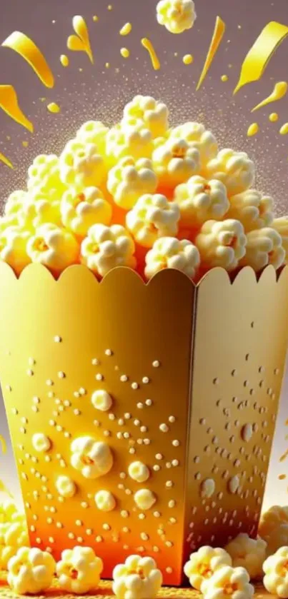 Golden popcorn in a vibrant artistic burst.