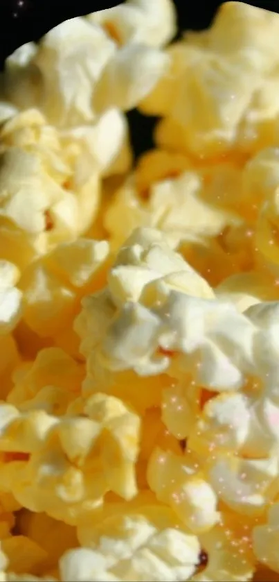 Close-up of golden yellow popcorn, ideal mobile wallpaper for snack enthusiasts.