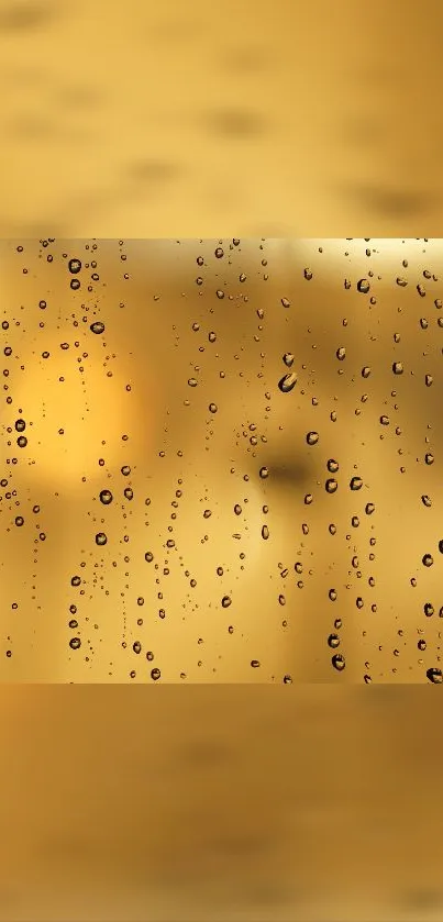 Golden raindrop wallpaper with amber hues and water droplets.