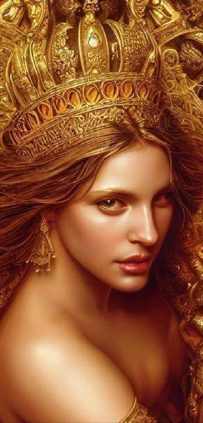 Golden regal portrait with ornate details.