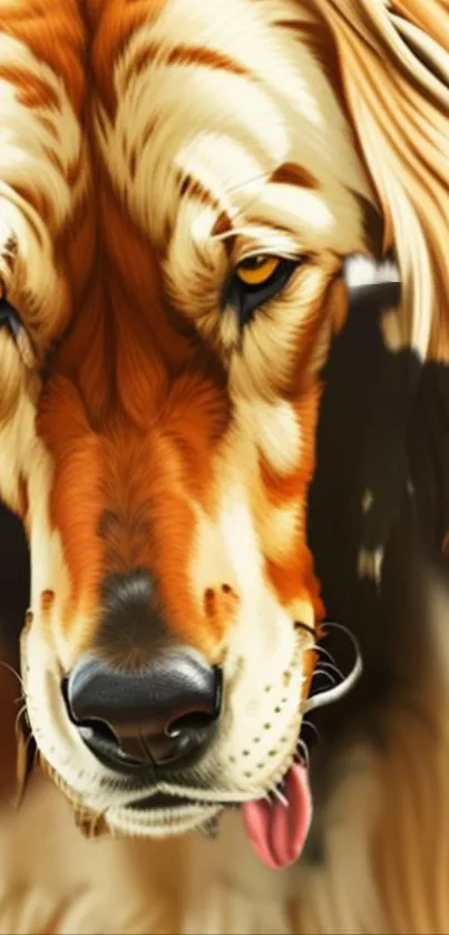 Golden retriever art wallpaper with rich textures and golden brown colors.