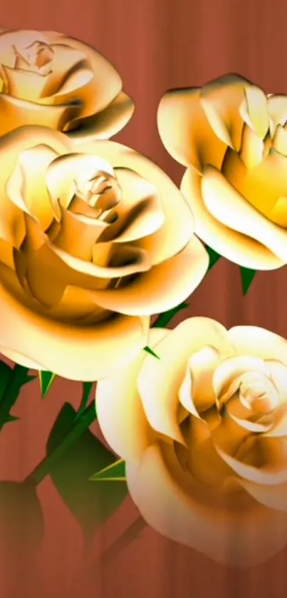 Golden roses art wallpaper for mobile.