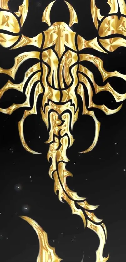 Golden scorpion artistic wallpaper on dark background.