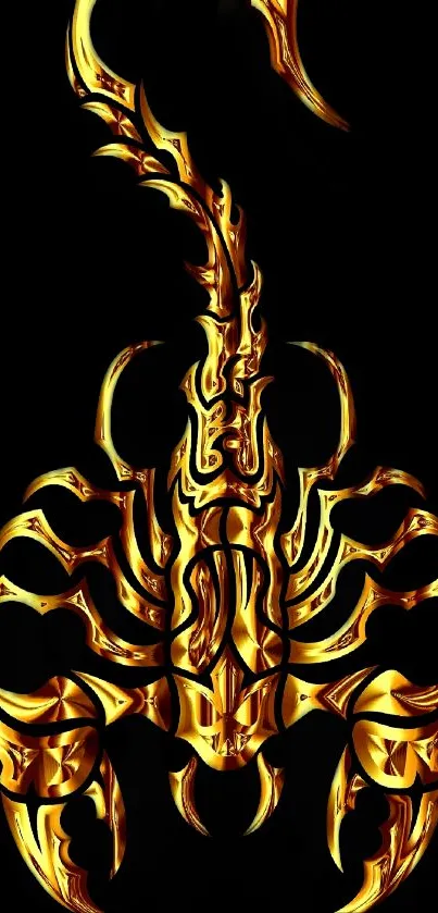 Golden scorpion art on black background wallpaper.