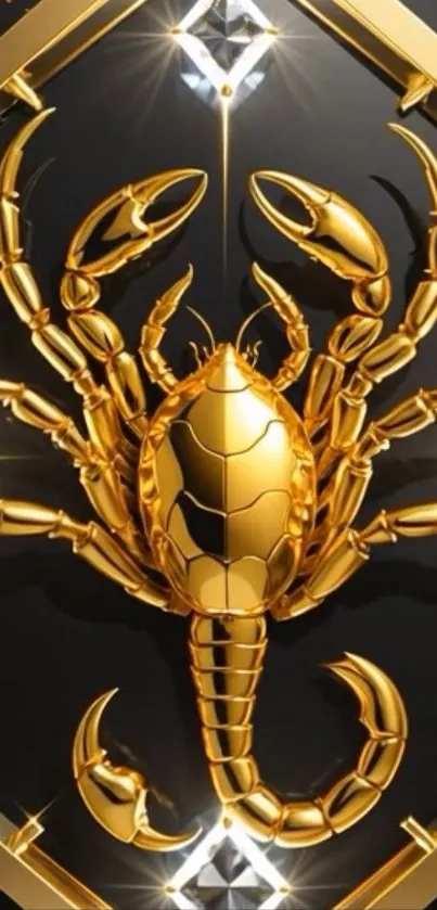 Opulent golden scorpion design on a sleek mobile wallpaper.
