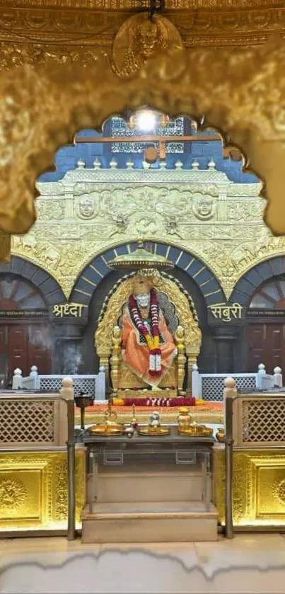 Golden shrine with intricate details and spiritual atmosphere.