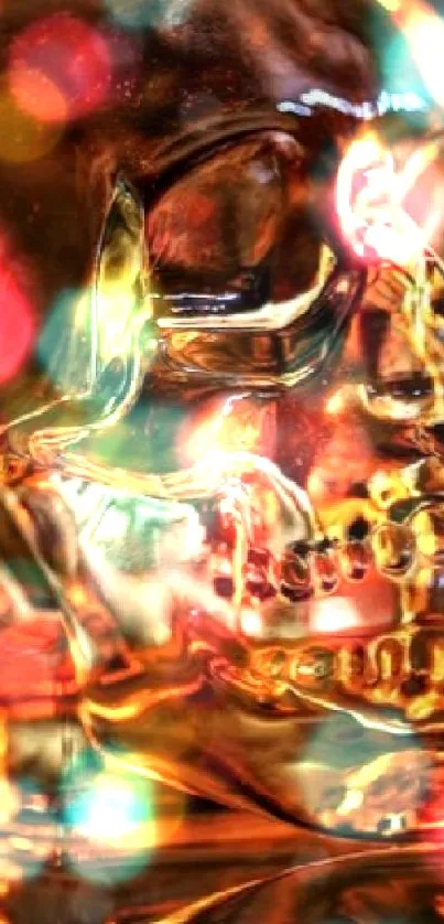 Golden glass skull art for mobile wallpaper.