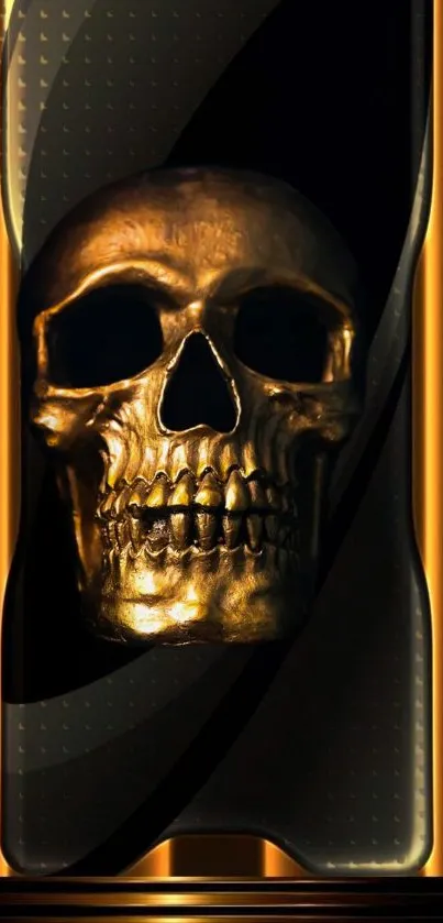 Golden skull art mobile wallpaper design.