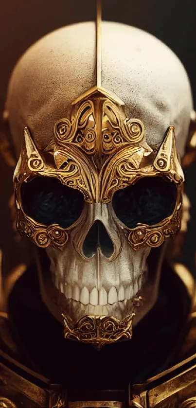 Ornate golden skull mobile wallpaper.