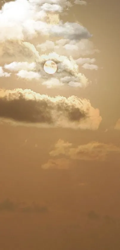 Golden sky with clouds mobile wallpaper.