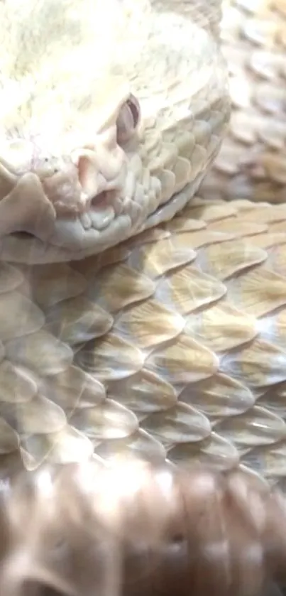 Close-up of a golden snake with detailed scales.