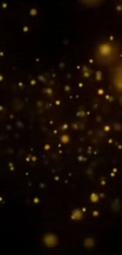 Golden sparkles on a dark abstract background, perfect for phones.