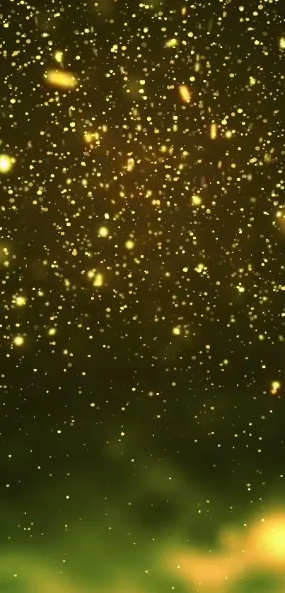 Golden sparkles on a dark background mobile wallpaper.