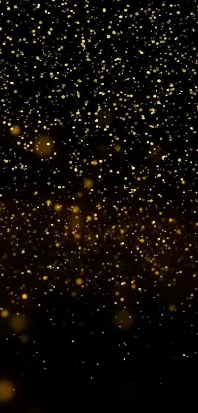 Golden sparkles wallpaper on a dark background for mobile devices.