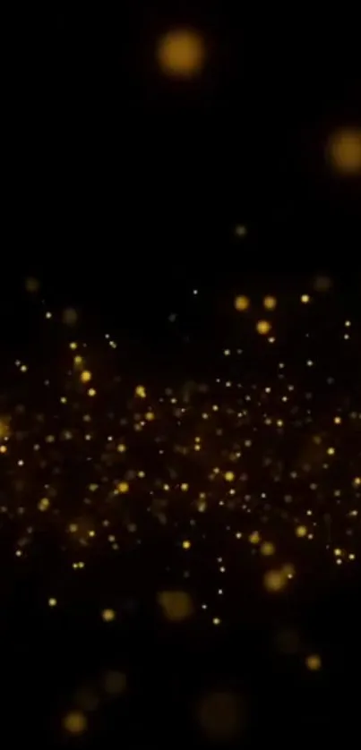 Golden sparkles on a dark, elegant background for mobile wallpaper.