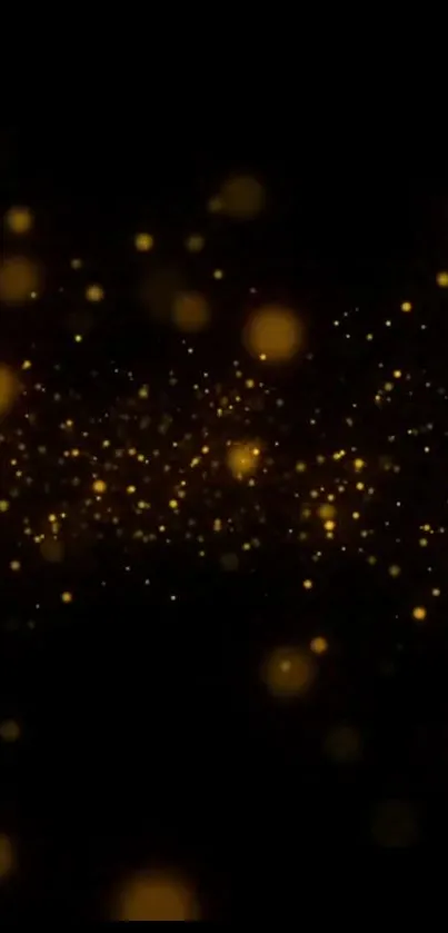 Golden sparkles on a dark background, perfect for mobile wallpaper.