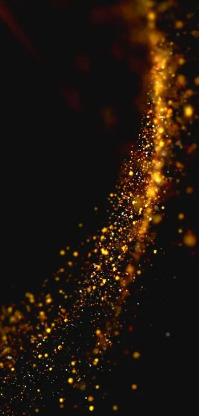 Golden sparkling streak on dark background wallpaper.