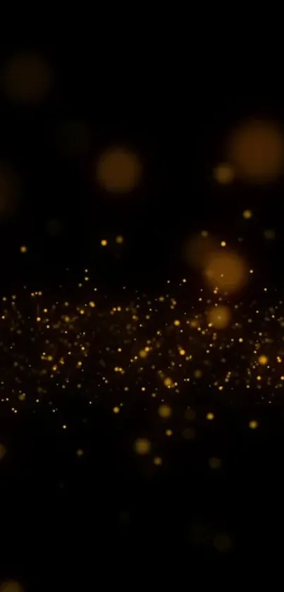 Elegant black and gold sparkle wallpaper for mobile devices.