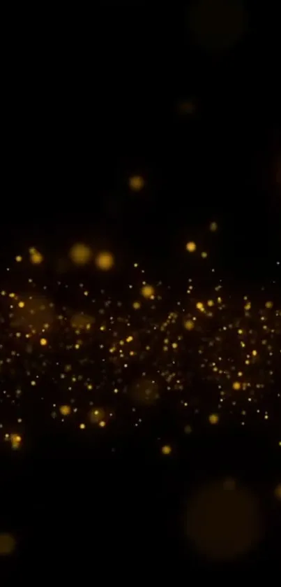 Dark background with golden shimmering particles.