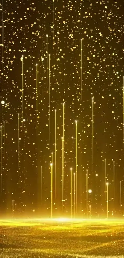 A dazzling golden night filled with sparkling lights for mobile wallpaper.