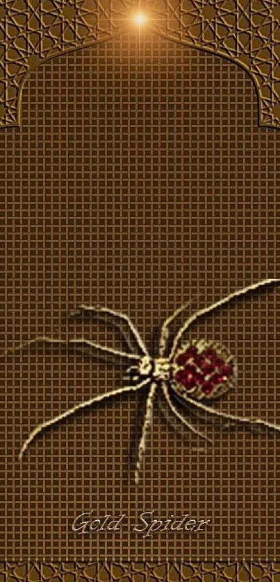 Golden spider on ornate background wallpaper.