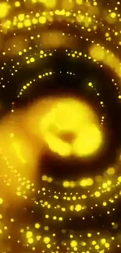 Golden spiral glowing abstract art wallpaper.