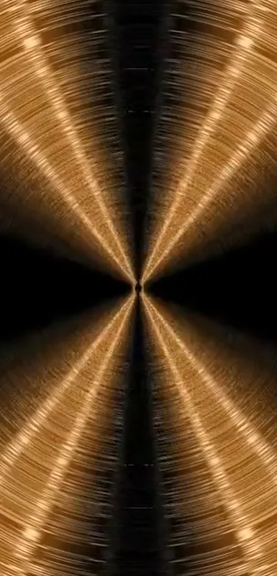 Golden spiral illusion on black mobile wallpaper.