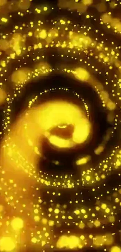 Golden spiral galaxy wallpaper with luminous abstract patterns.