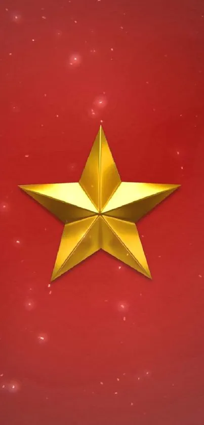 Golden star on a rich red background wallpaper.