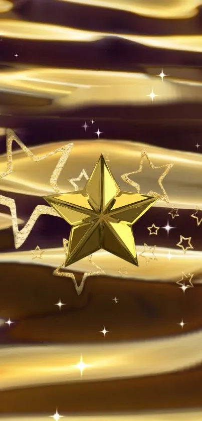 Abstract golden star wallpaper with elegant shine effects.