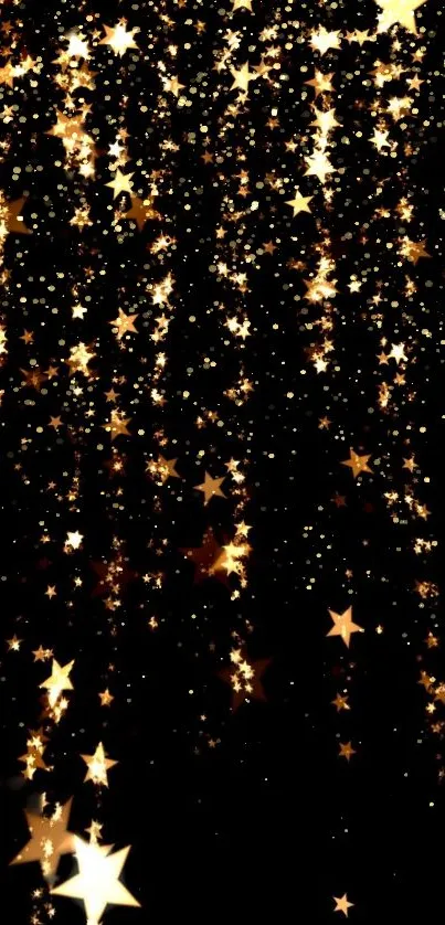 Glittering golden stars on a dark wallpaper backdrop
