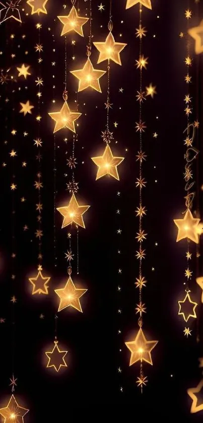 Mobile wallpaper featuring golden glowing stars against a dark background.